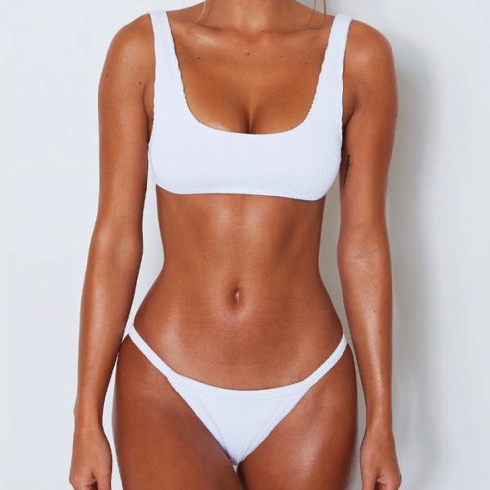 White Fox Boutique XS White Rib Sofia Bottoms
